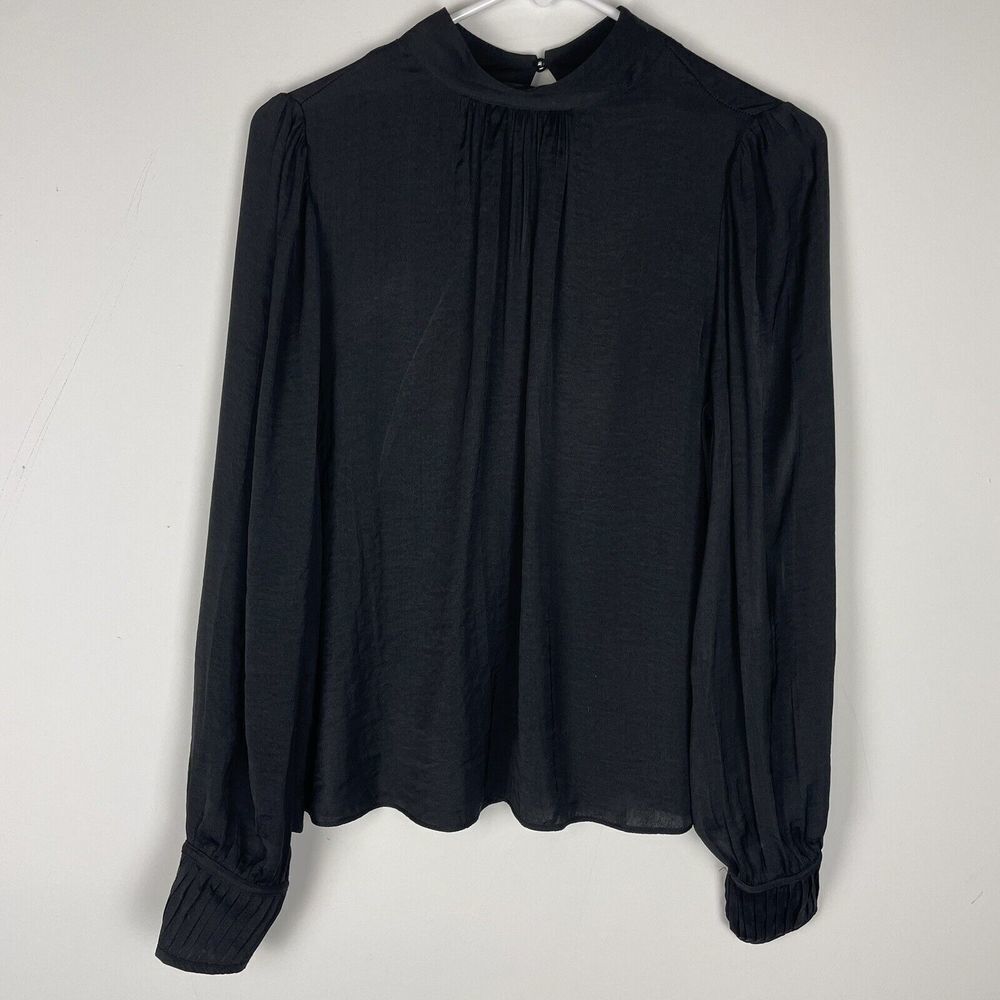 ANTHROPOLOGIE Maison D'amelie Black‎ high neck long sleeve top size Small​​​​